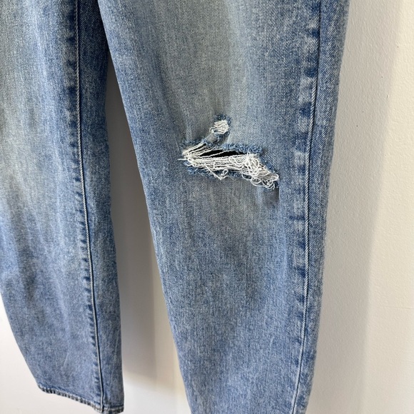 Old Navy Blue OG Straight High Rise Jeans with Distressed Look - Picture 3 of 7